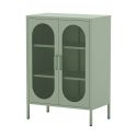 OLIVIA - Meuble d'appoint 2 Portes Ajourées en Métal Vert Menthe