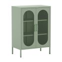 OLIVIA - Meuble d'appoint 2 Portes Ajourées en Métal Vert Menthe