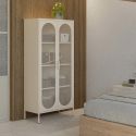 OLIVIA - Meuble Haut 2 Portes Ajourées en Métal Crème
