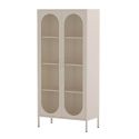 OLIVIA - Meuble Haut 2 Portes Ajourées en Métal Crème