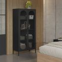 OLIVIA - Meuble Haut 2 Portes Ajourées en Métal Noir