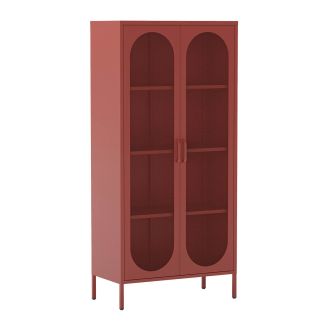 OLIVIA - Meuble Haut 2 Portes Ajourées en Métal Terracotta