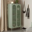 OLIVIA - Meuble Haut 2 Portes Ajourées en Métal Vert Menthe