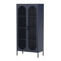 OLIVIA - Meuble Haut 2 Portes Ajourées en Métal Bleu Foncé