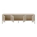 LIOVIA - Meuble TV 180 cm 4 Portes Ajourées en Métal Crème