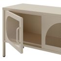 LIOVIA - Meuble TV 180 cm 4 Portes Ajourées en Métal Crème