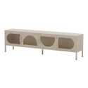 LIOVIA - Meuble TV 180 cm 4 Portes Ajourées en Métal Crème