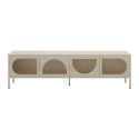 LIOVIA - Meuble TV 180 cm 4 Portes Ajourées en Métal Crème