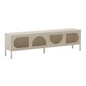 LIOVIA - Meuble TV 180 cm 4 Portes Ajourées en Métal Crème