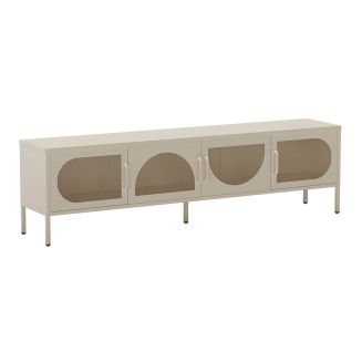 LIOVIA - Meuble TV 180 cm 4 Portes Ajourées en Métal Crème