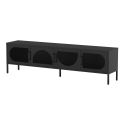 LIOVIA - Meuble TV 180 cm 4 Portes Ajourées en Métal Noir