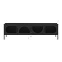 LIOVIA - Meuble TV 180 cm 4 Portes Ajourées en Métal Noir