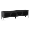 LIOVIA - Meuble TV 180 cm 4 Portes Ajourées en Métal Noir