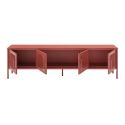 LIOVIA - Meuble TV 180 cm 4 Portes Ajourées en Métal Terracotta