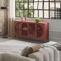 LIOVIA - Meuble TV 180 cm 4 Portes Ajourées en Métal Terracotta