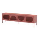 LIOVIA - Meuble TV 180 cm 4 Portes Ajourées en Métal Terracotta