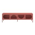 LIOVIA - Meuble TV 180 cm 4 Portes Ajourées en Métal Terracotta