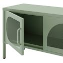 LIOVIA - Meuble TV 180 cm 4 Portes Ajourées en Métal Vert Menthe