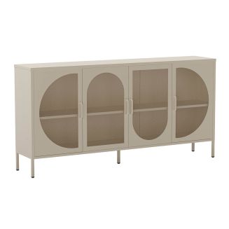 LIOVIA - Buffet 4 Portes Ajourées en Métal Crème