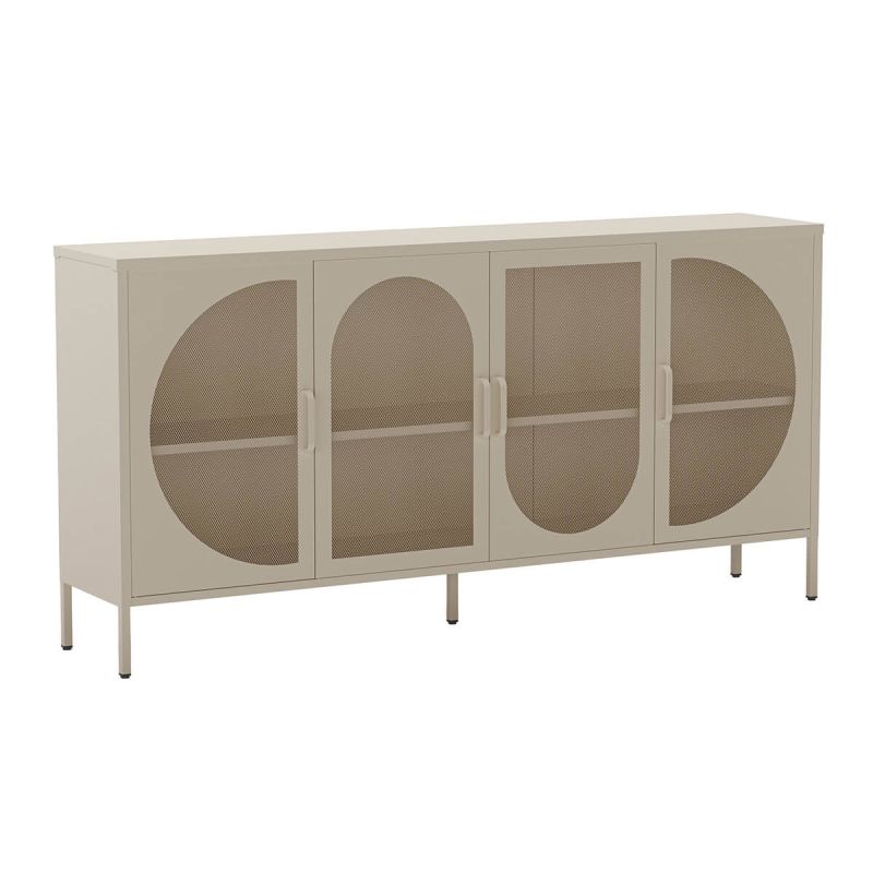 LIOVIA - Buffet 4 Portes Ajourées en Métal Crème LIOVIA - Buffet 4 Portes Ajourées en Métal Crème