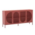 LIOVIA - Buffet 4 Portes Ajourées en Métal Terracotta