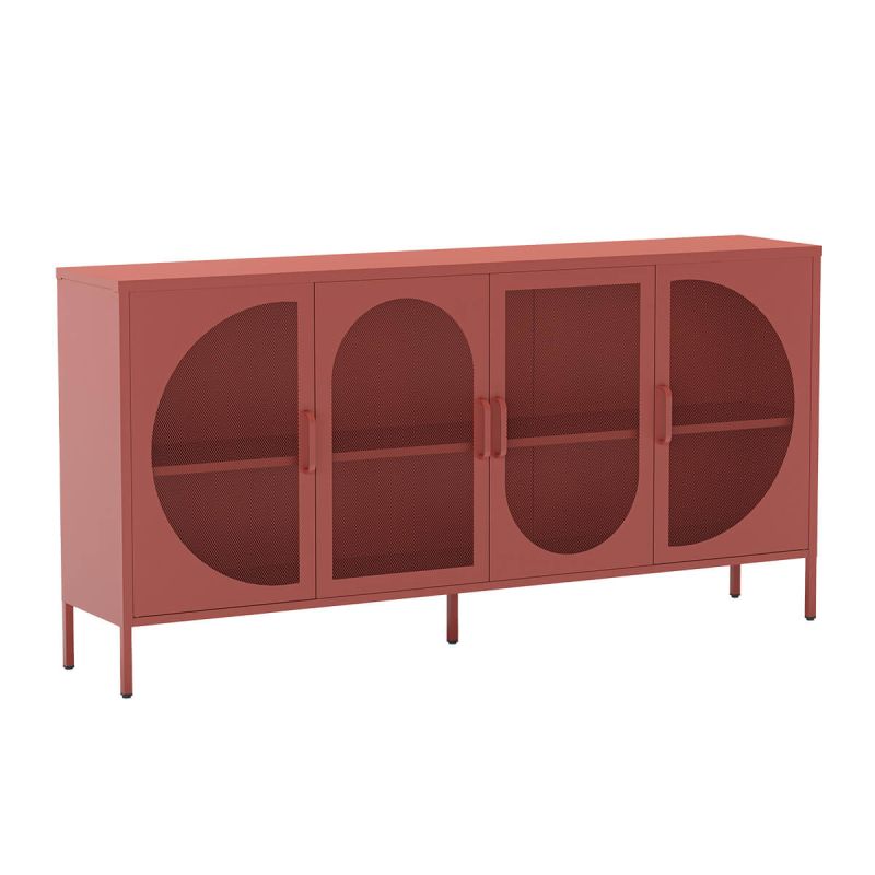 LIOVIA - Buffet 4 Portes Ajourées en Métal Terracotta LIOVIA - Buffet 4 Portes Ajourées en Métal Terracotta