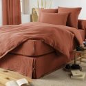 OUREA - Drap Housse 90x200cm Gaze de Coton Terracotta