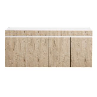 CHRIS OAK - Buffet 4 Portes Laqué Blanc Brillant et Aspect Bois avec Led