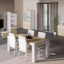 CHRIS OAK - Table Repas Laquée Blanc Brillant Aspect Bois