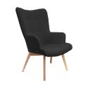 HAYNA - Fauteuil Noir et Piétement Naturel