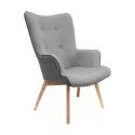 HAYNA - Fauteuil Gris et Piétement Naturel