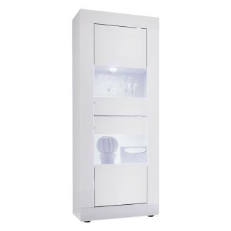 OTELLO - Vitrine 2 Portes Finition Blanc Laqué Weiss avec Leds