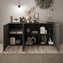 VESUVIO TITANE - Buffet 3 Portes Gris Anthracite et Aspect Bois Finition Cadiz