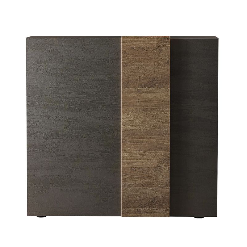 VESUVIO TITANE - Rangement 2 Portes Gris Anthracite et Aspect Bois Finition Mercure