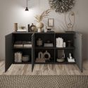 VESUVIO TITANE - Buffet 3 Portes Gris Anthracite et Aspect Bois Finition Mercure