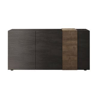 VESUVIO TITANE - Buffet 3 Portes Gris Anthracite et Aspect Bois Finition Mercure