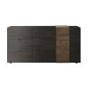 VESUVIO TITANE - Buffet 2Portes 3Tiroirs Gris Anthracite et Aspect Bois Finition Mercure