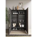 VESUVIO TITANE - Vitrine 2 Portes Gris Anthracite et Aspect Bois Finition Mercure