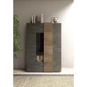 VESUVIO TITANE - Vitrine 2 Portes Gris Anthracite et Aspect Bois Finition Mercure