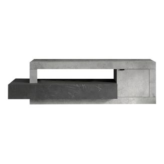LIBERTA BETON - Meuble TV 1 portes 1 Tiroir Aspect Béton et Pierre Grise Anthracite