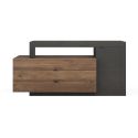 LIBERTA NOIR - Buffet 1 portes 3 Tiroirs Aspect Pierre Noire et Bois Finition Mercure