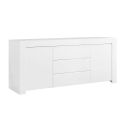 FIRMIN - Buffet 2 portes 3 Tiroirs Blanc Finition Mat