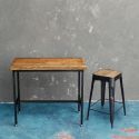 STEVE - Tabouret Industriel Bois et Acier H64cm