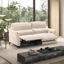 BURGOS - Canapé 3 Places Electrique Tissu Waterproof Beige