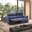 BURGOS - Canapé 3 Places Electrique Tissu Waterproof Bleu