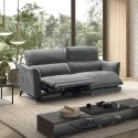 BURGOS - Canapé 3 Places Electrique Tissu Waterproof Gris