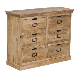 VALMON - Commode en Manguier 6 Tiroirs