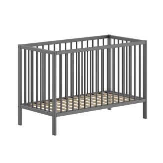 ELIOTT - Lit Bébé 60x120 en Hêtre Massif Laqué Anthracite