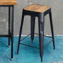 STEVE - Tabouret Industriel Bois et Acier H64cm