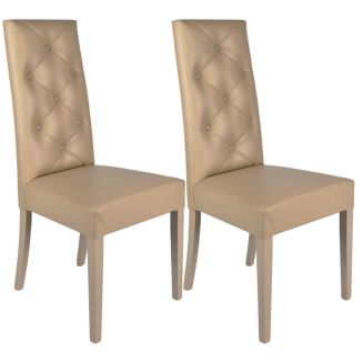 TREVI - Lot de 2 Chaises Simili Taupe et Pieds Laqués